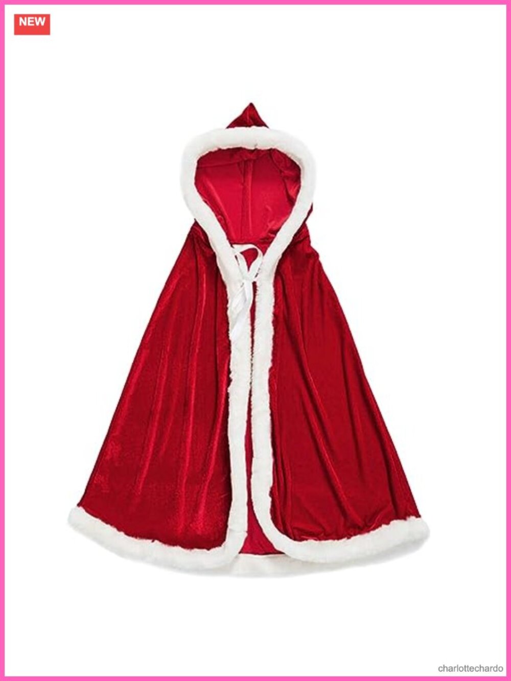 Mrs. Claus Velvet Hooded Cape Robe Christmas Costume Cosplay Women